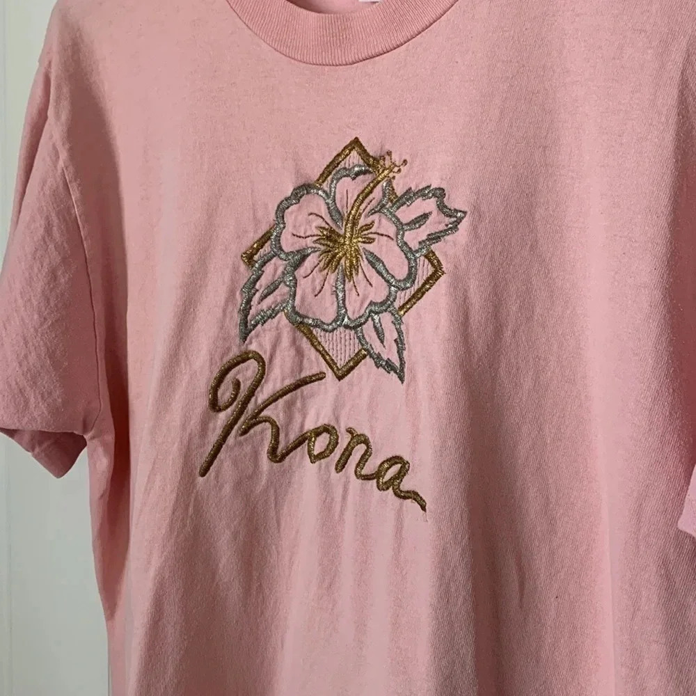 VTG Women’s Kona Hawaiian Pink Tropical Floral Shirt L Embroidered Y2K 90s Beach - Picture 3 of 9